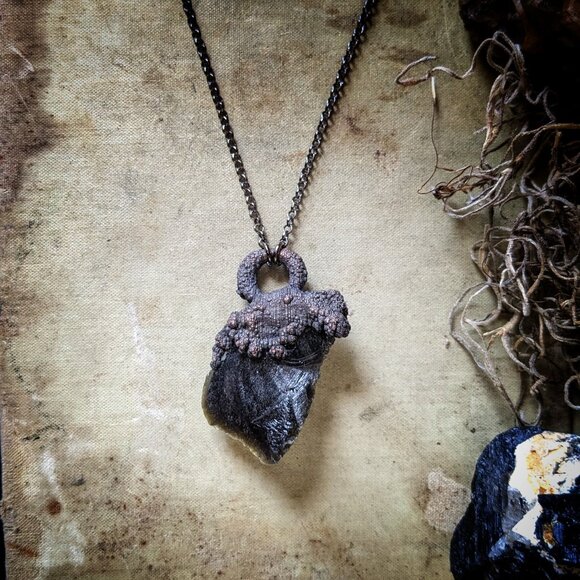 Obsidian Electroformed Necklace - Picture 1 of 5